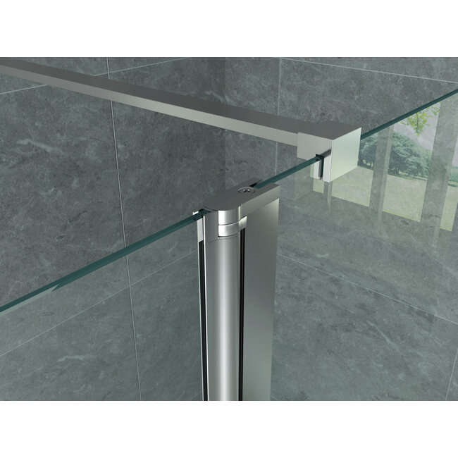 Aloni Draaibare zijwand voor inloopdouche 30 x 200 cm, 8 mm helder glas met chroom profiel