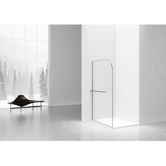 Aloni Inloopdouche Curvy 120 x 200 cm, 8 mm helder glas met gunmetal profiel