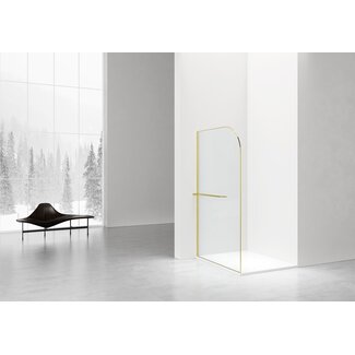 Aloni Inloopdouche Curvy 120 x 200 cm, 8 mm helder glas met geborsteld goud profiel
