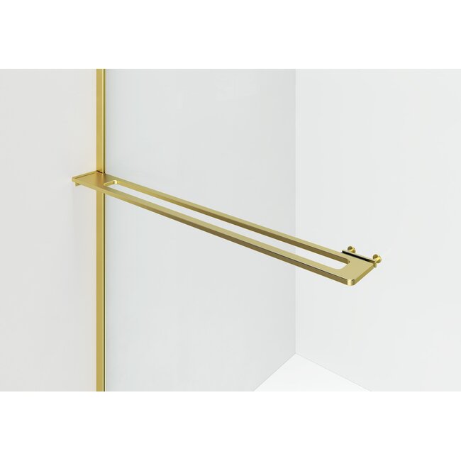 Aloni Inloopdouche Curvy 120 x 200 cm, 8 mm helder glas met geborsteld goud profiel