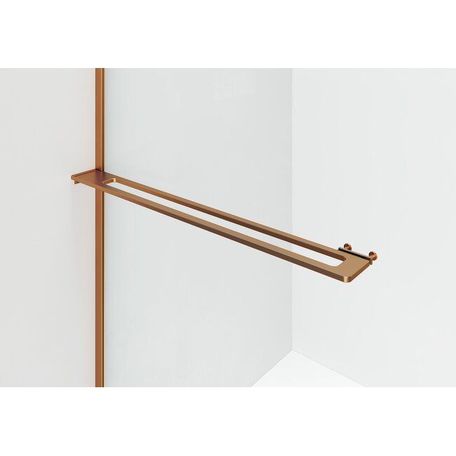 Aloni Inloopdouche Curvy 120 x 200 cm, 8 mm helder glas met geborsteld koper profiel