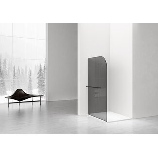 Aloni Inloopdouche Curvy 120 x 200 cm, 8 mm helder glas met mat zwart profiel
