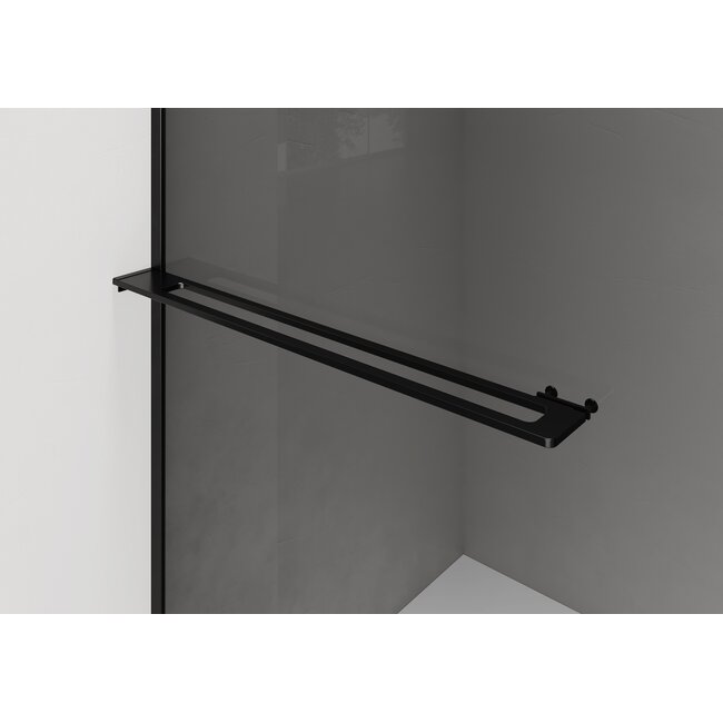 Aloni Inloopdouche Curvy 120 x 200 cm, 8 mm helder glas met mat zwart profiel