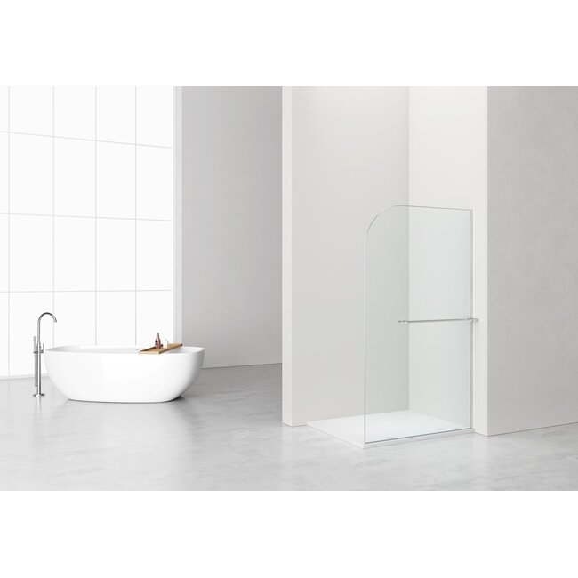 Aloni Inloopdouche Curvy 120 x 200 cm, 8 mm helder glas met chroom profiel