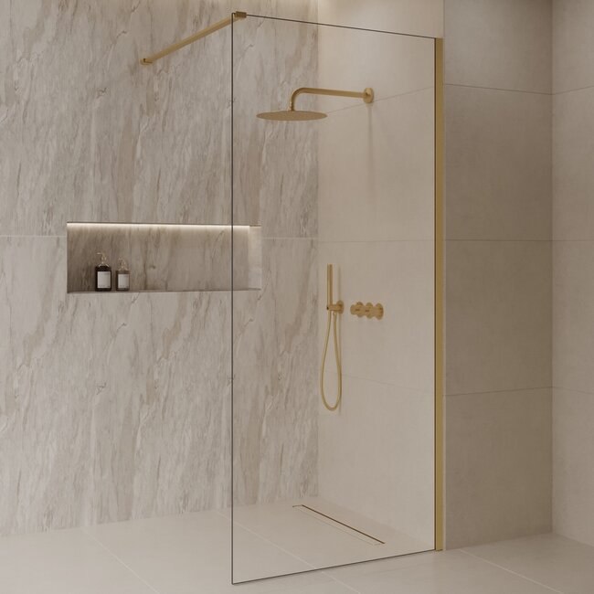 Best Design Inloopdouche Dalis 140 x 200 cm, 8 mm glas met mat goud profiel