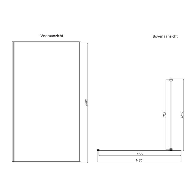 Best Design Inloopdouche Dalis 140 x 200 cm, 8 mm glas met mat goud profiel