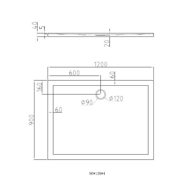 Best Design Douchebak Dona 120 x 90 x 4 cm acryl glans wit