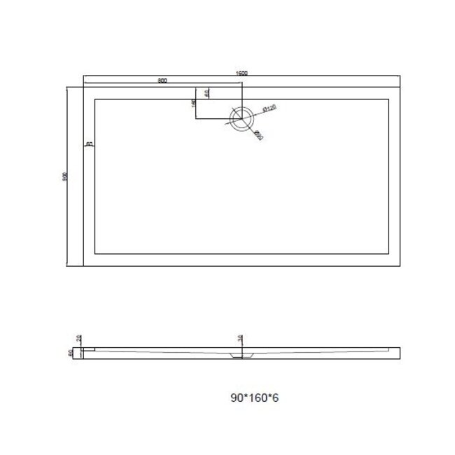 Best Design Douchebak Dona 160 x 90 x 6 cm acryl glans wit