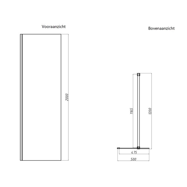 Best Design Inloopdouche Dalis 50 x 200 cm, 8 mm helder glas met mat wit profiel