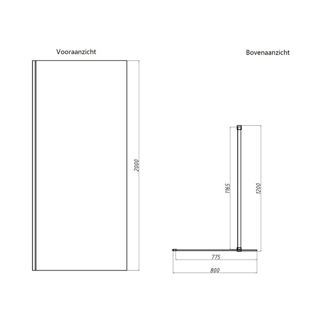 Best Design Inloopdouche Dalis 80 x 200 cm, 8 mm helder glas met mat wit profiel