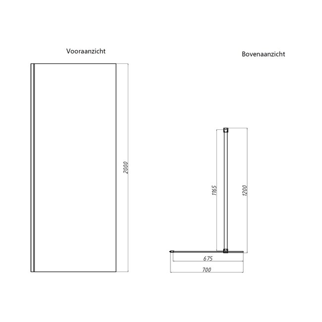 Best Design Inloopdouche Dalis 70 x 200 cm, 8 mm helder glas met mat zwart profiel