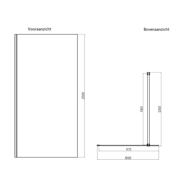 Best Design Inloopdouche Dalis 100 x 200 cm, 8 mm helder glas met Desert Brown profiel