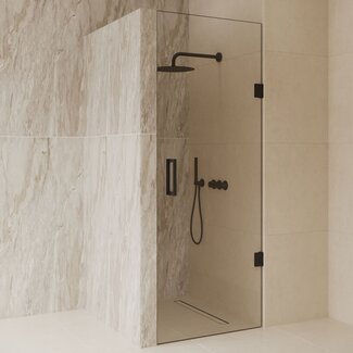 Best Design Nisdeur Dalis 100 x 200 cm, 8 mm helder glas met mat zwart profiel