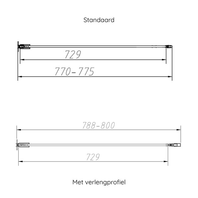 Best Design Nisdeur Dalis 80 x 200 cm, 8 mm helder glas met mat goud profiel