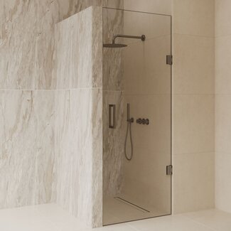 Best Design Nisdeur Dalis 70 x 200 cm, 8 mm helder glas met gunmetal profiel