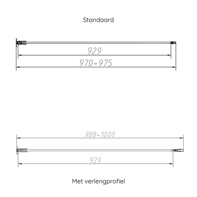 Best Design Nisdeur Dalis 100 x 200 cm, 8 mm helder glas met gunmetal profiel