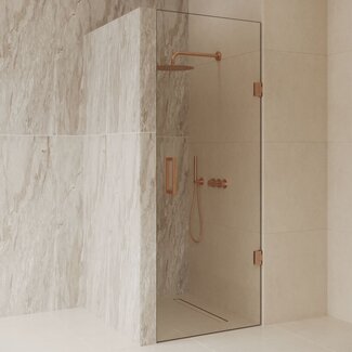 Best Design Nisdeur Dalis 80 x 200 cm, 8 mm helder glas met Desert Brown profiel