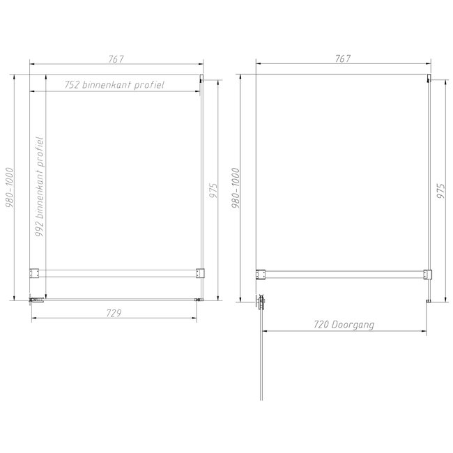 Best Design Douchecabine Dalis 100 x 80 x 200 cm met draaideur en zijwand, 8 mm helder glas met chroom profiel