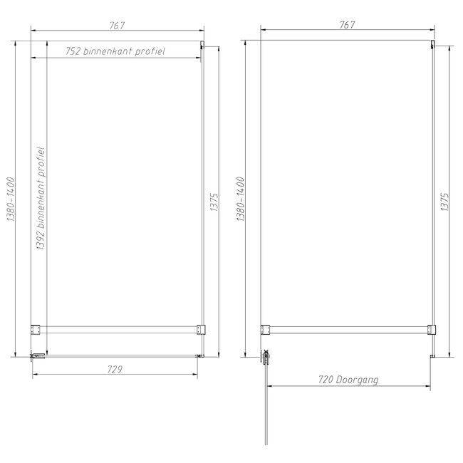 Best Design Douchecabine Dalis 140 x 80 x 200 cm met draaideur en zijwand, 8 mm helder glas met chroom profiel