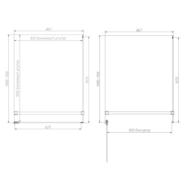 Best Design Douchecabine Dalis 110 x 90 x 200 cm met draaideur en zijwand, 8 mm helder glas met chroom profiel