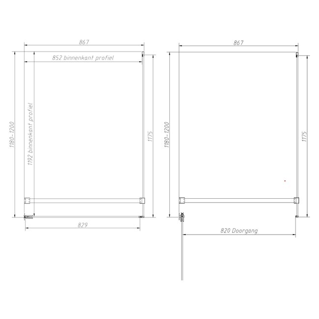 Best Design Douchecabine Dalis 120 x 90 x 200 cm met draaideur en zijwand, 8 mm helder glas met chroom profiel