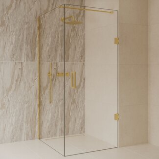 Best Design Douchecabine Dalis 120 x 100 x 200 cm met draaideur en zijwand, 8 mm helder glas met mat goud profiel