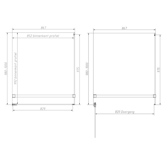 Best Design Douchecabine Dalis 100 x 90 x 200 cm met draaideur en zijwand, 8 mm helder glas met gunmetal profiel