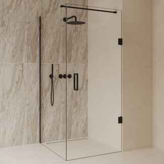 Best Design Douchecabine Dalis 140 x 80 x 200 cm met draaideur en zijwand, 8 mm helder glas met mat zwart profiel