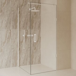 Best Design Douchecabine Dalis 120 x 80 x 200 cm met draaideur en zijwand, 8 mm helder glas met mat wit profiel