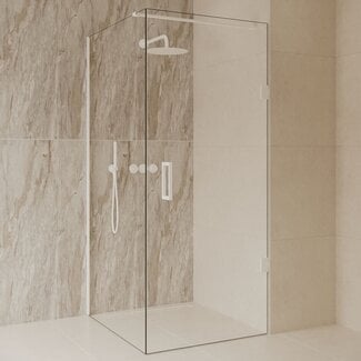 Best Design Douchecabine Dalis 100 x 90 x 200 cm met draaideur en zijwand, 8 mm helder glas met mat wit profiel