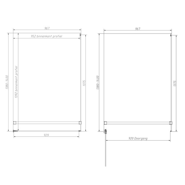 Best Design Douchecabine Dalis 140 x 100 x 200 cm met draaideur en zijwand, 8 mm helder glas met mat wit profiel
