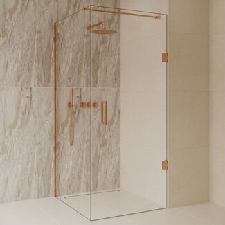 Best Design Douchecabine Dalis 80 x 80 x 200 cm met draaideur en zijwand, 8 mm helder glas met Desert Brown profiel