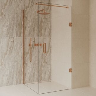 Best Design Douchecabine Dalis 120 x 100 x 200 cm met draaideur en zijwand, 8 mm helder glas met Desert Brown profiel