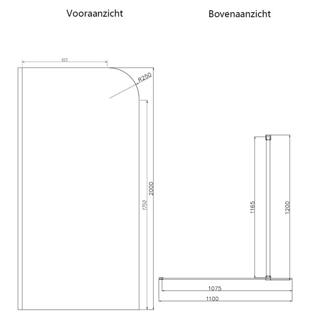 Best Design Inloopdouche Dalis Curve 120 x 200 cm, 8 mm helder glas met gunmetal profiel