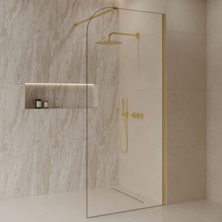 Best Design Inloopdouche Dalis Curve 120 x 200 cm, 8 mm helder glas met mat goud profiel