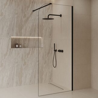 Best Design Inloopdouche Dalis Curve 120 x 200 cm, 8 mm helder glas met mat zwart profiel