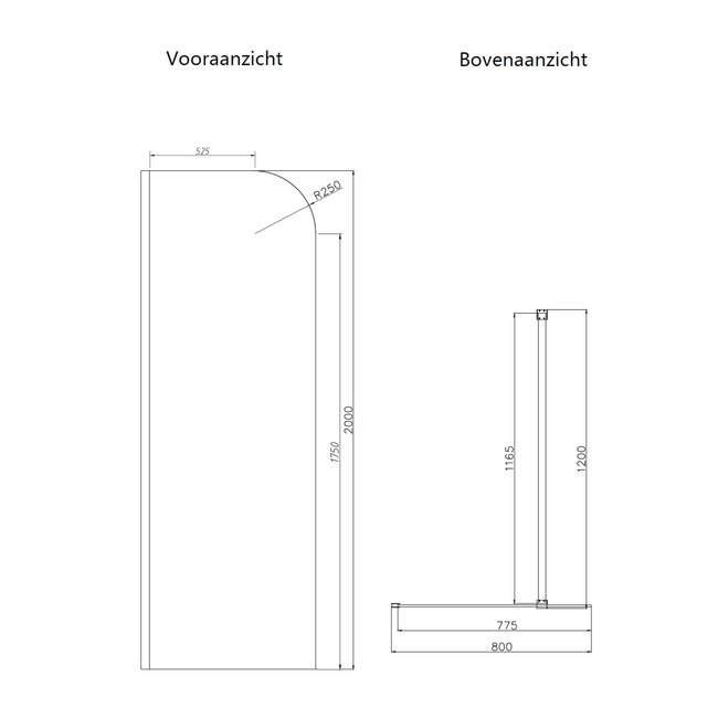 Best Design Inloopdouche Dalis Curve 80 x 200 cm, 8 mm helder glas met RVS profiel