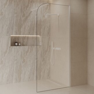 Best Design Inloopdouche Dalis Curve 90 x 200 cm, 8 mm helder glas met mat wit profiel