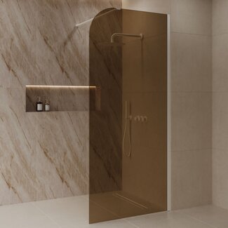 Best Design Inloopdouche Dalis Curve 120 x 200 cm, 8 mm Amber glas met mat wit profiel