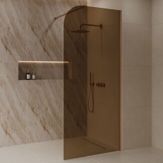 Best Design Inloopdouche Dalis Curve 80 x 200 cm, 8 mm Amber glas met Desert Brown profiel