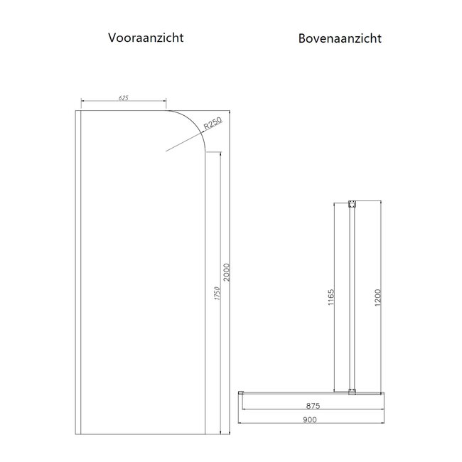 Best Design Inloopdouche Dalis Curve 90 x 200 cm, 8 mm Amber glas met mat wit profiel