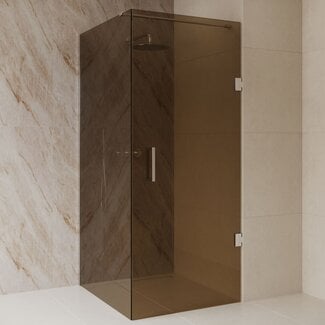 Best Design Douchecabine Dalis 100 x 90 x 200 cm met draaideur en zijwand, 8 mm Amber glas met RVS profiel