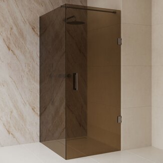 Best Design Douchecabine Dalis 120 x 100 x 200 cm met draaideur en zijwand, 8 mm Amber glas met gunmetal profiel