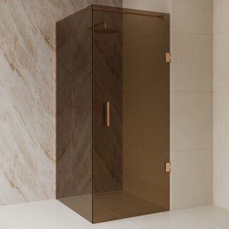 Best Design Douchecabine Dalis 120 x 80 x 200 cm met draaideur en zijwand, 8 mm Amber glas met Desert Brown profiel