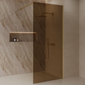 Best Design Inloopdouche Dalis 80 x 200 cm, 8 mm Amber glas met mat goud profiel