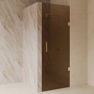 Best Design Nisdeur Dalis 100 x 200 cm, 8 mm Amber glas met mat goud profiel