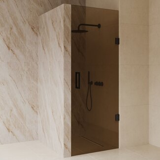 Best Design Nisdeur Dalis 100 x 200 cm, 8 mm Amber glas met mat zwart profiel