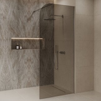 Best Design Inloopdouche Dalis Curve 100 x 200 cm, 8 mm Mocha glas met RVS profiel