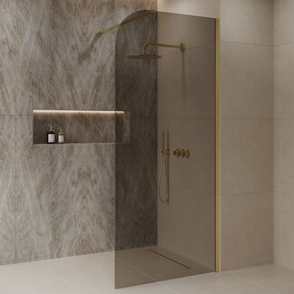 Best Design Inloopdouche Dalis Curve 100 x 200 cm, 8 mm Mocha glas met mat goud profiel