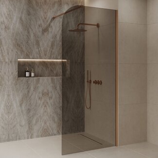Best Design Inloopdouche Dalis Curve 80 x 200 cm, 8 mm Mocha glas met Desert Brown profiel
